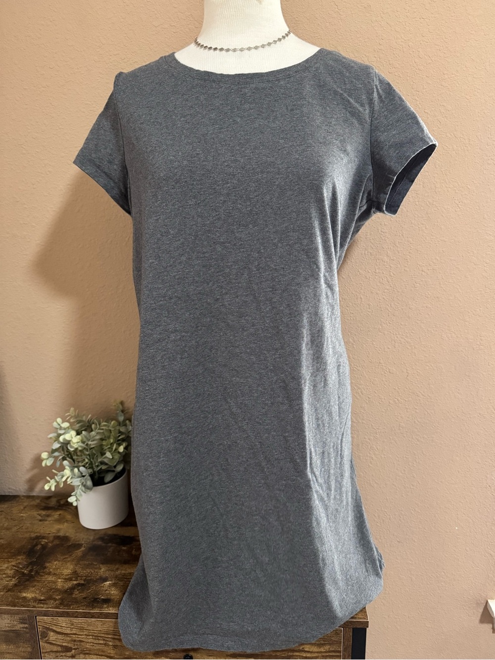 Faded Glory Heather Gray Short-Sleeve Tee Dress